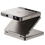 Aurzen - Tri-Fold HD DLP Projector, HDR, Pocket Size, Auto Focus, Screen Mirroring, 5000mAh Battery, Wireless Projector - Gold