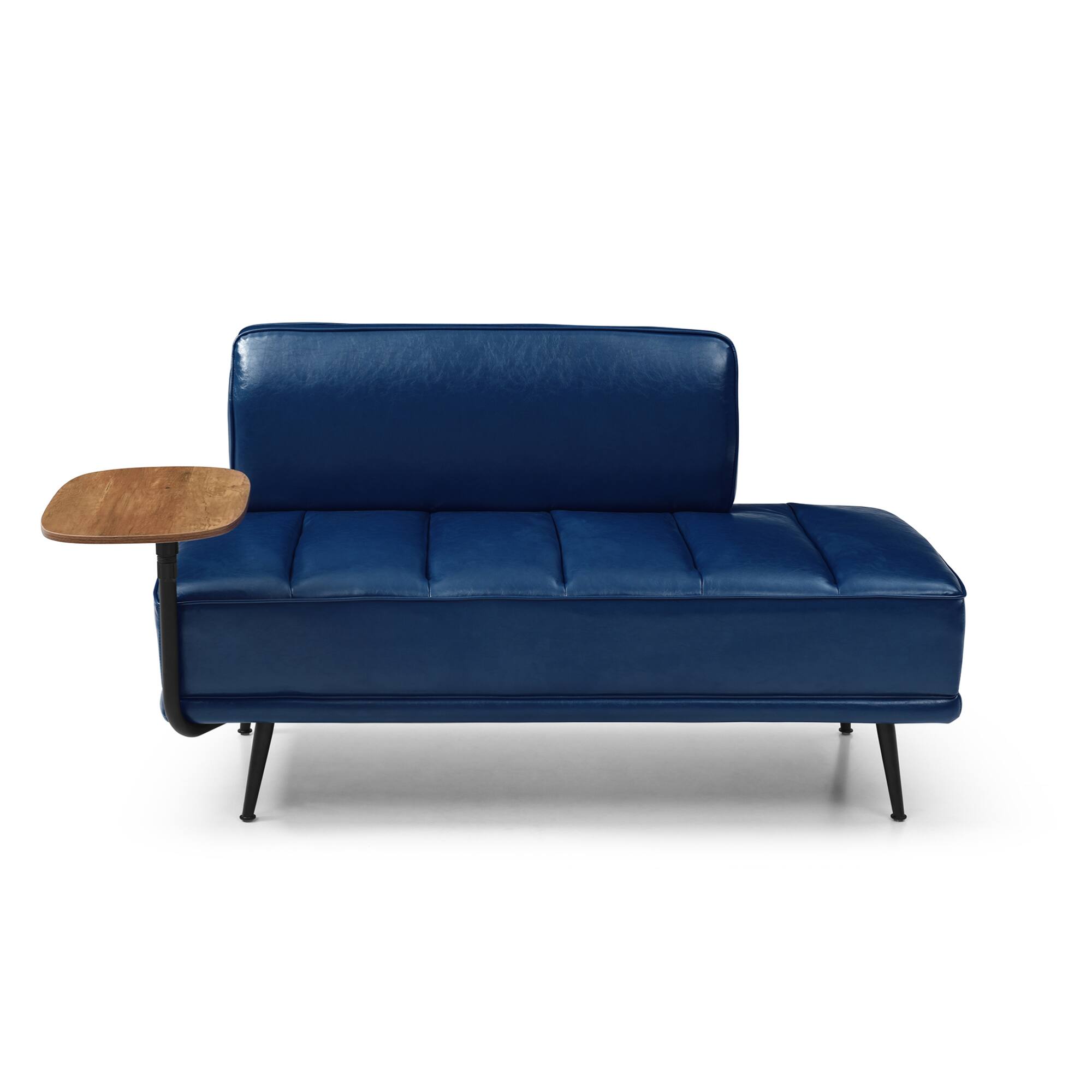 Angle. GOODSILO - Modern Upholstered Bench with Swivel Tray and Side Table for Bedroom and Living Room - Blue.