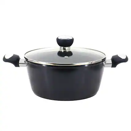 Front. Oster - Oster Hawke 4.2 Quart Ceramic Nonstick Aluminum Dutch Oven with Lid in Dark Blue - Blue.