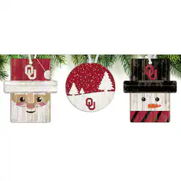 Fan Creations - Oklahoma Sooners 3-Pack Ornament Set - Multicolor