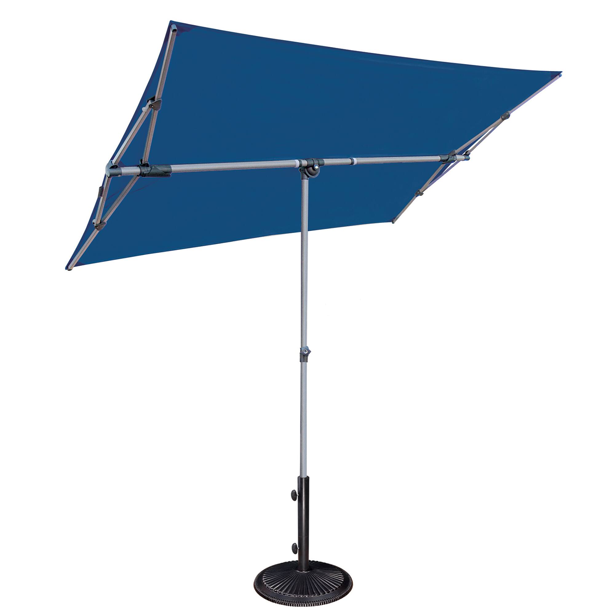 Back. Mondawe - 5' x 7' Rectangle Patio Umbrella with Protective Cover - Ocean Blue.