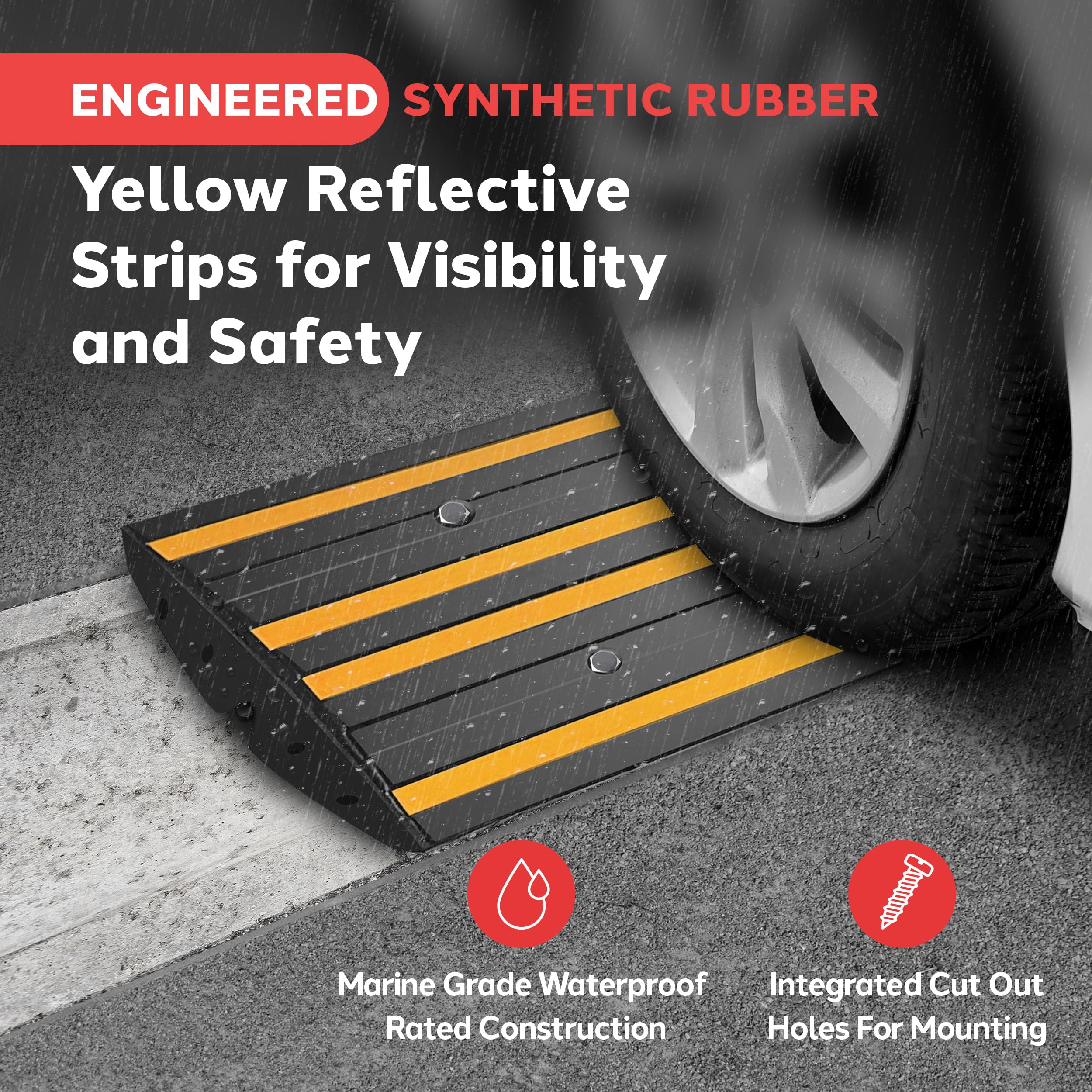 ENGINEERED SYNTHETIC RUBBER

Yellow Reflective Strips for Visibility and Safety

- Marine Grade Waterproof Rated Construction
- Integrated Cut Out Holes For Mounting