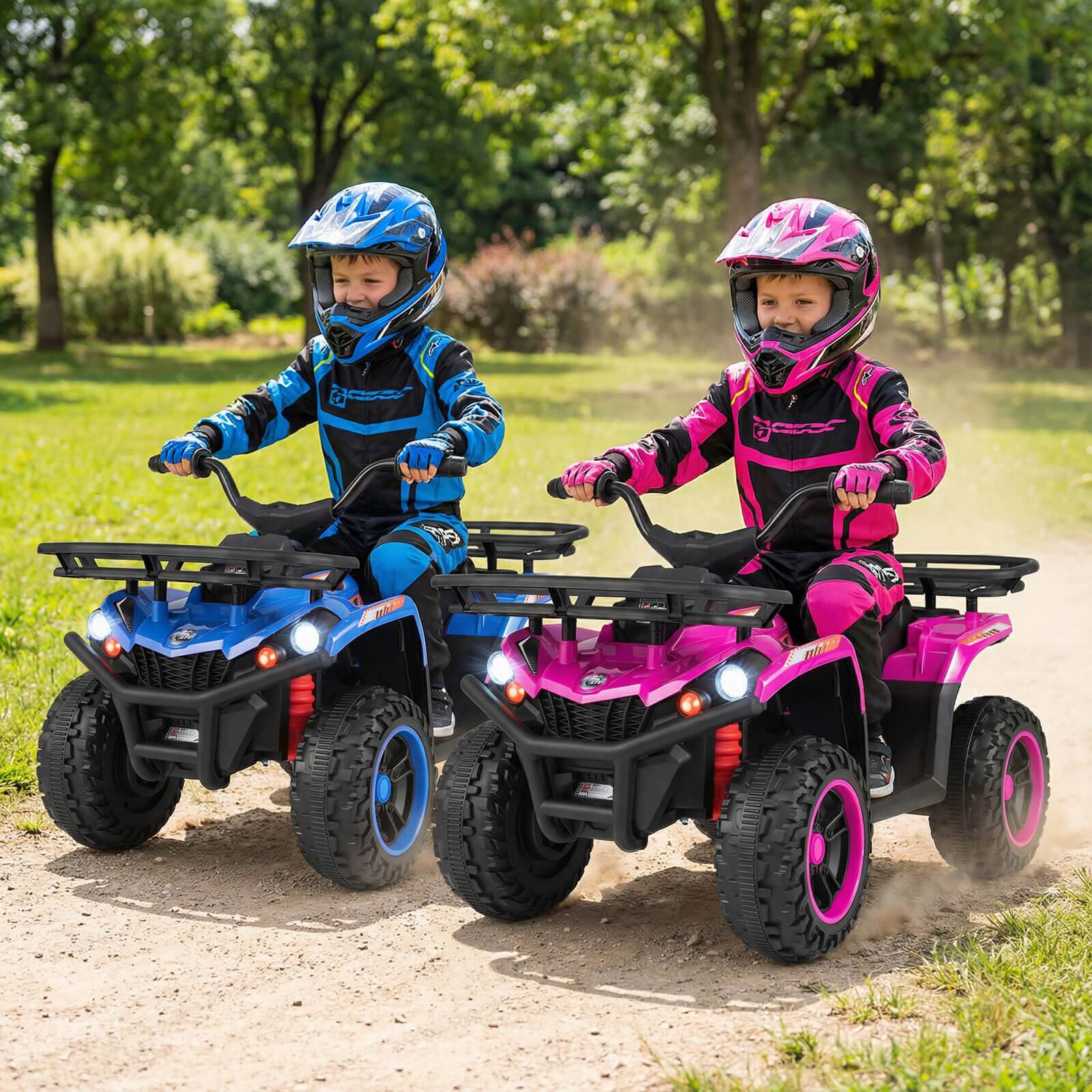 Alt View 4. Costway - Costway 24V 4-Wheeler Ride on Toy with Slow Start, Songs, Stories, Tunes, MIC/SD/USB Port - Pink.