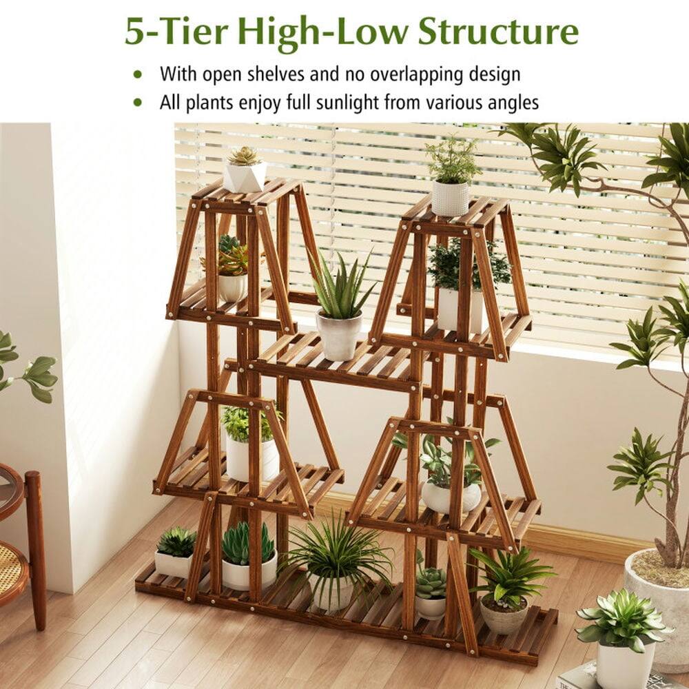 5-Tier High-Low Structure

- With open shelves and no overlapping design
- All plants enjoy full sunlight from various angles