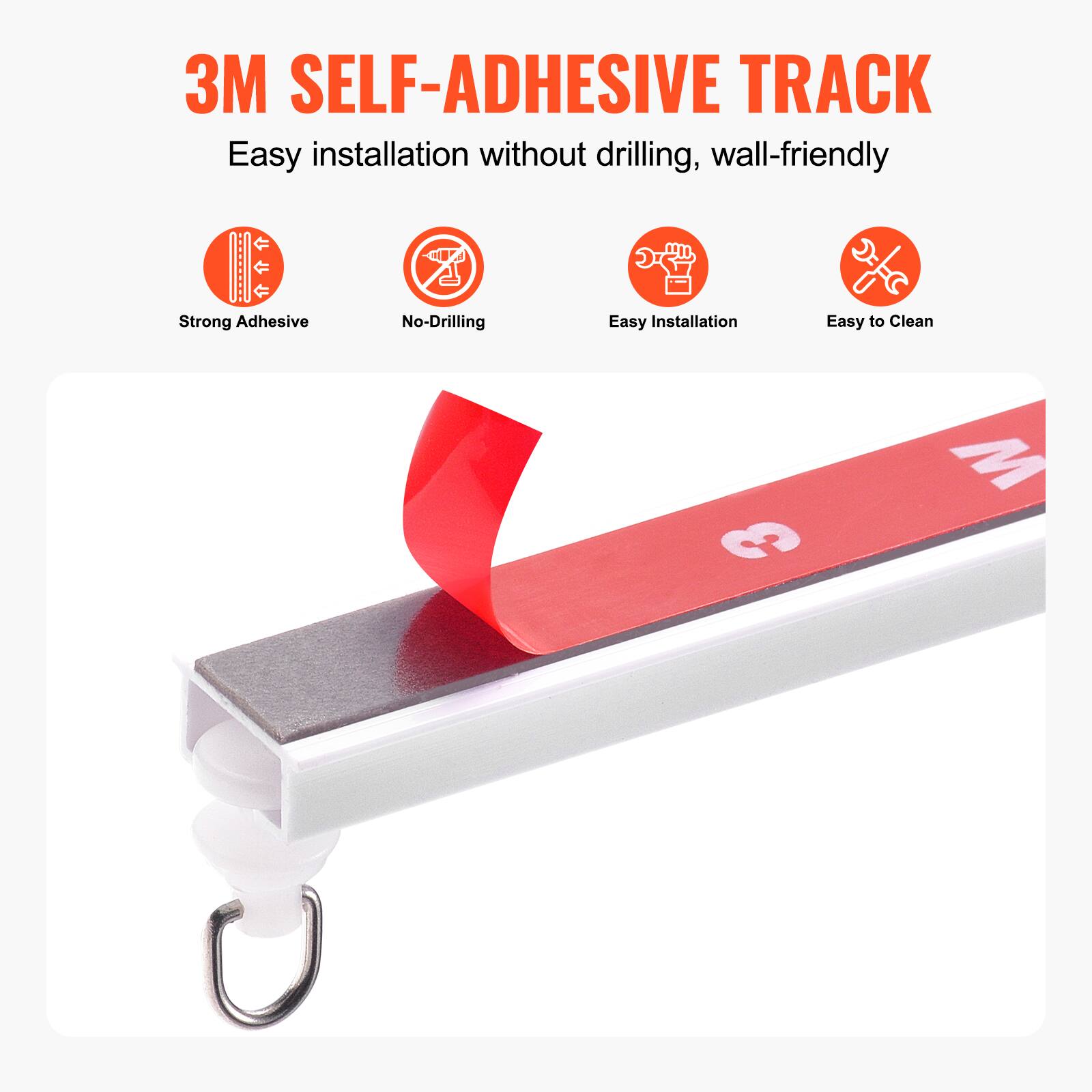 3M SELF-ADHESIVE TRACK  
Easy installation without drilling, wall-friendly  

- Strong Adhesive  
- No-Drilling  
- Easy Installation  
- Easy to Clean