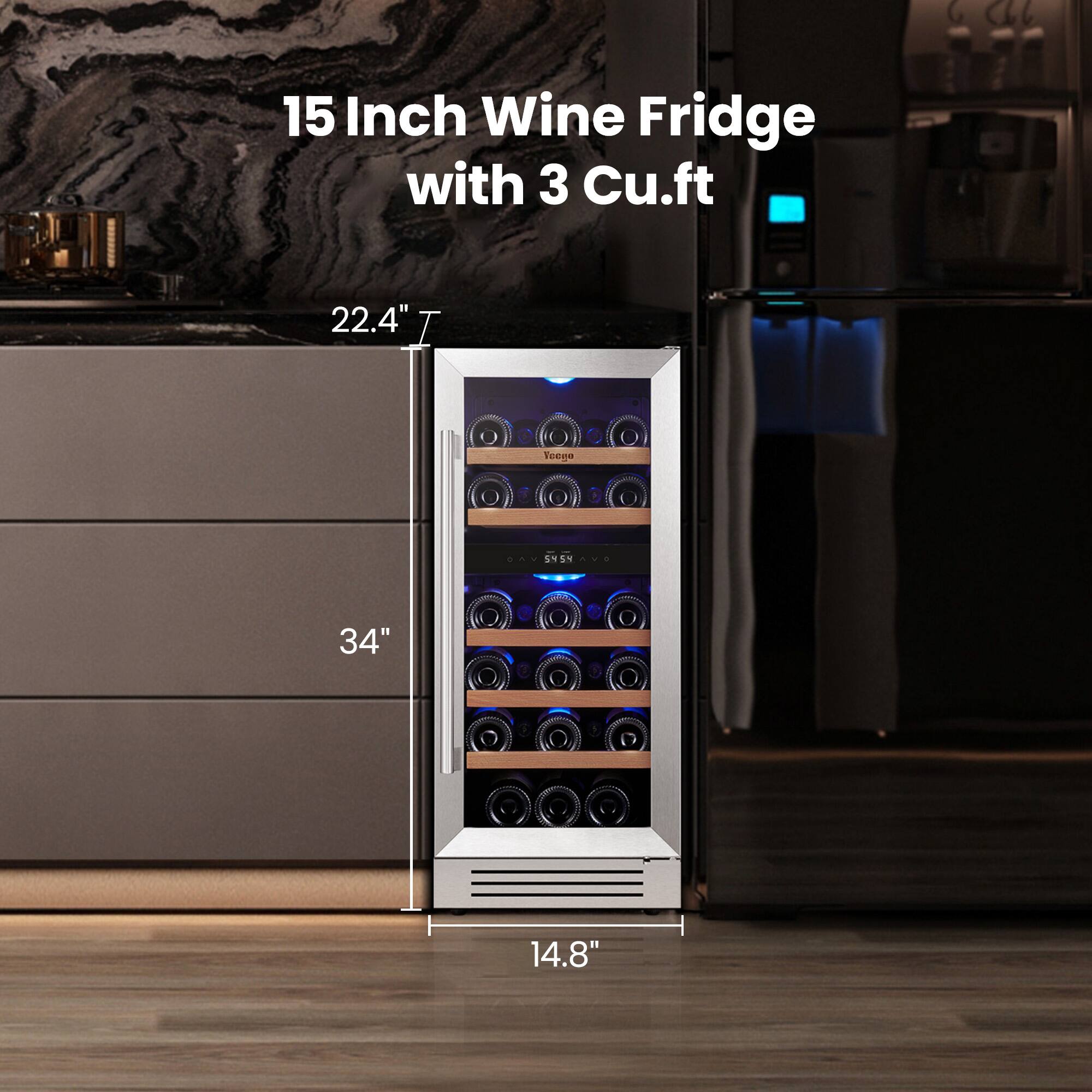 15 Inch Wine Fridge with 3 Cu.ft
22.4" T
34" W
14.8" D