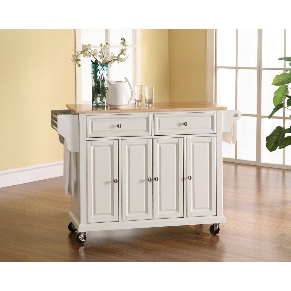 Angle. Crosley Furniture - Full Size Wood Top Kitchen Cart - White.