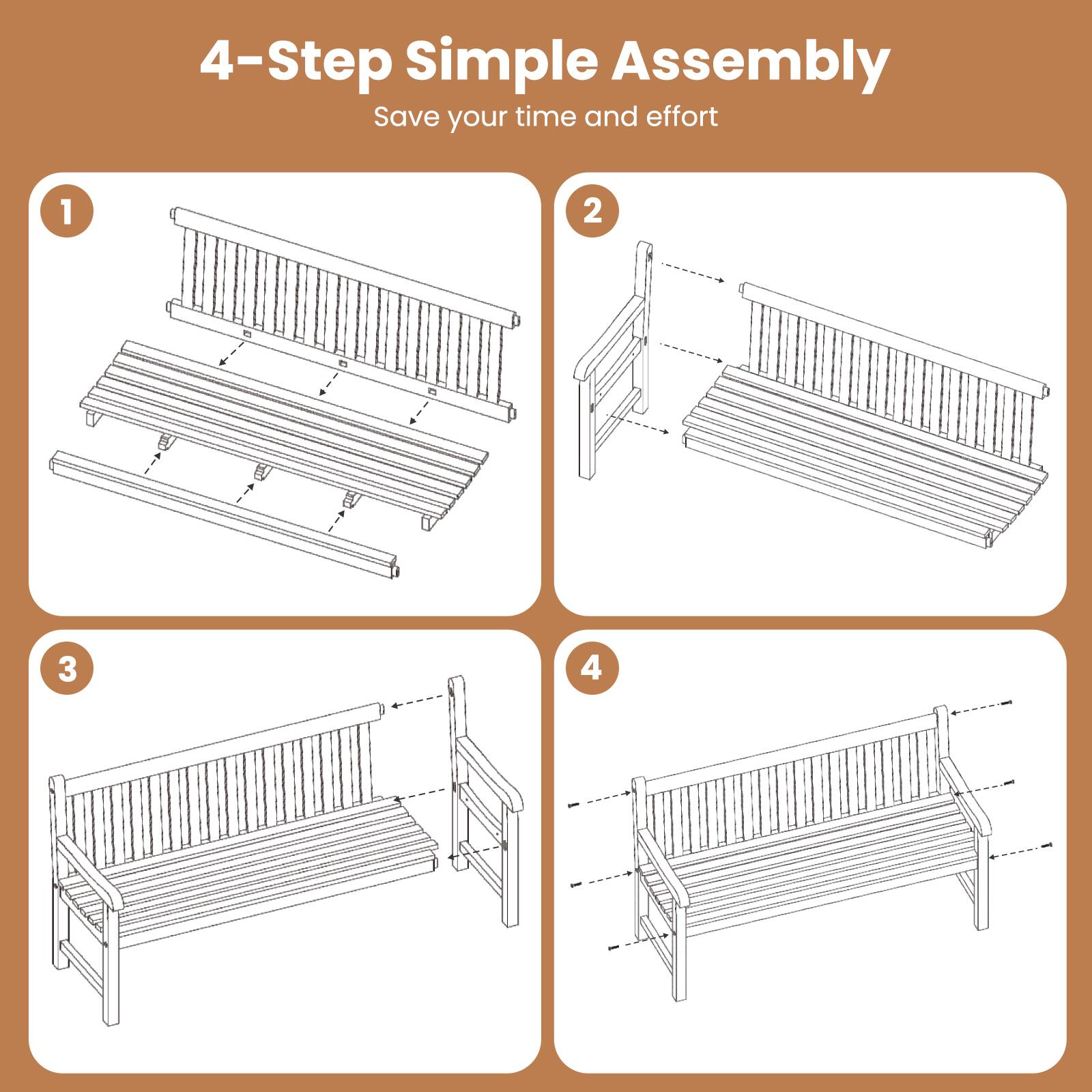 4-Step Simple Assembly  
Save your time and effort  
1  
2  
3  
4