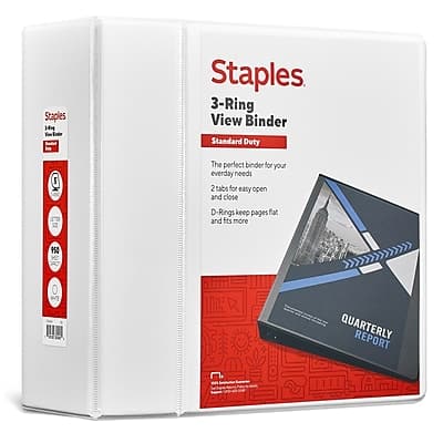 "Staples - 5"" 3-Ring View Binder, D-Ring - White" price history on PriceWatchPro