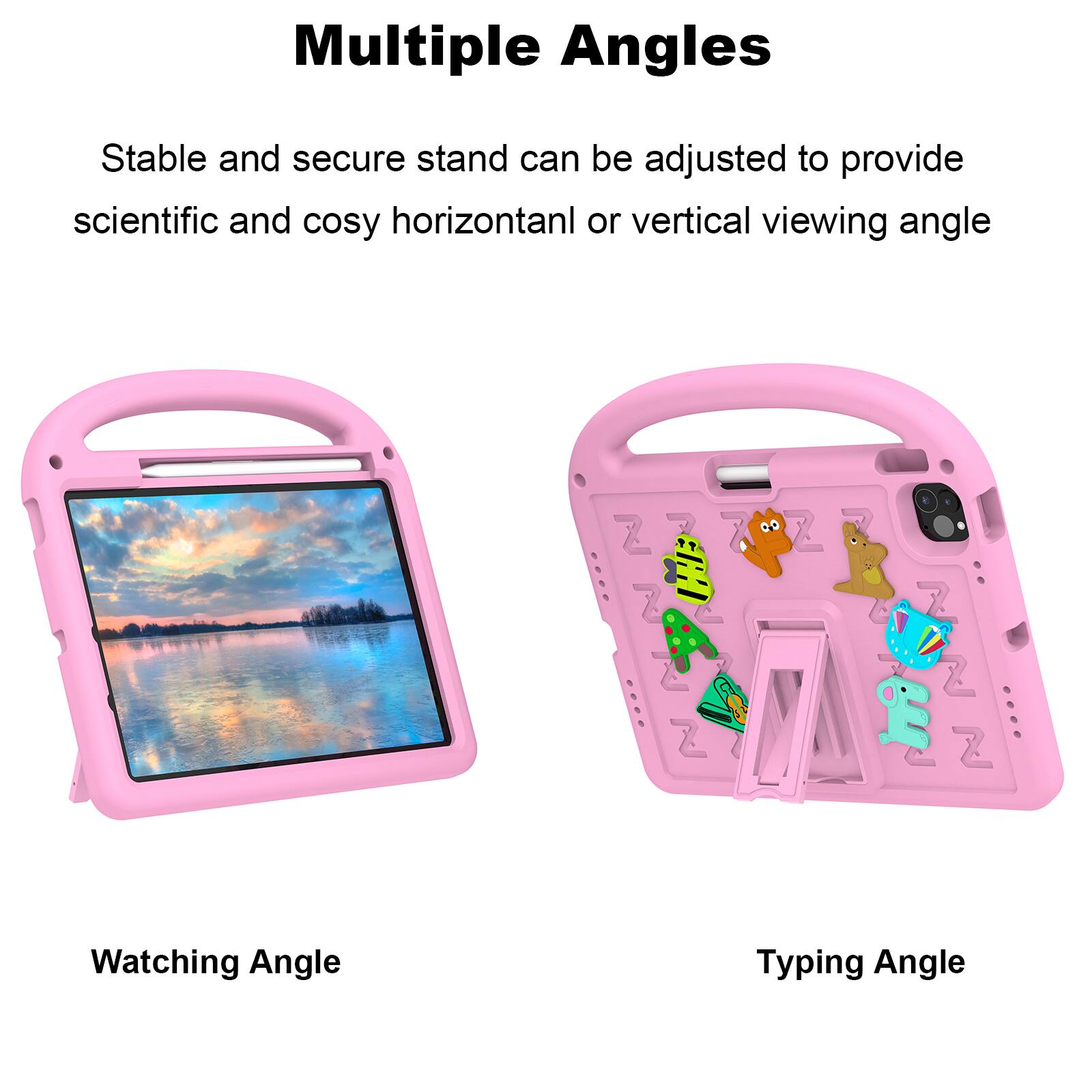 Multiple Angles

Stable and secure stand can be adjusted to provide scientific and cosy horizontal or vertical viewing angle

Watching Angle

Typing Angle
