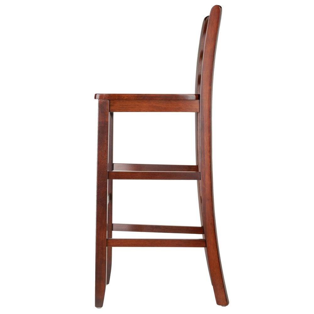 Alt View 1. FurniFact - 2-Pc 30" Ladder Back Bar Stools - Walnut.
