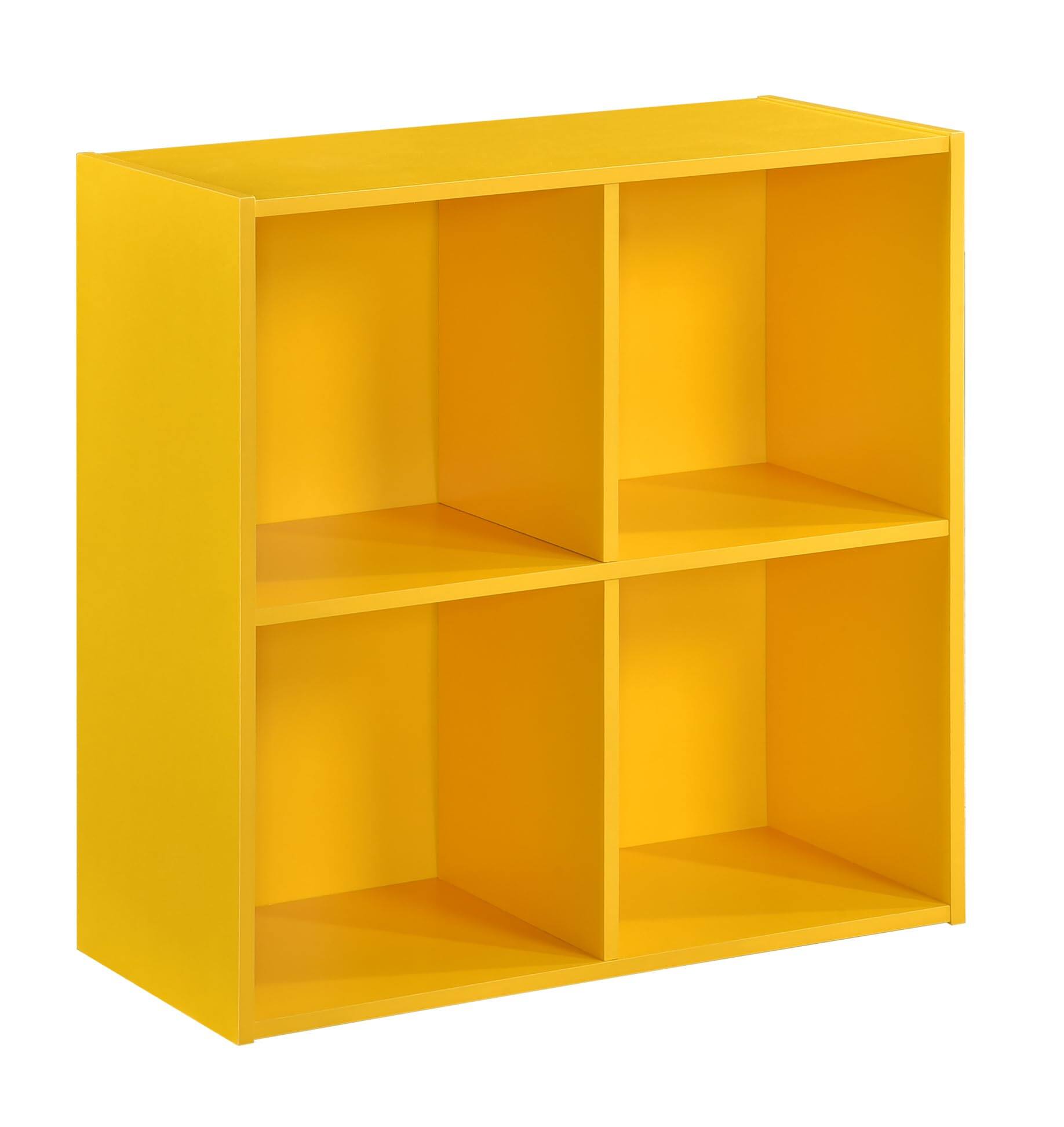 Back. Kings Brand Furniture - Kings Brand Furniture George 4-Cube Children's Bookcase, Kids Toy Storage Shelf Organizer - Yellow.