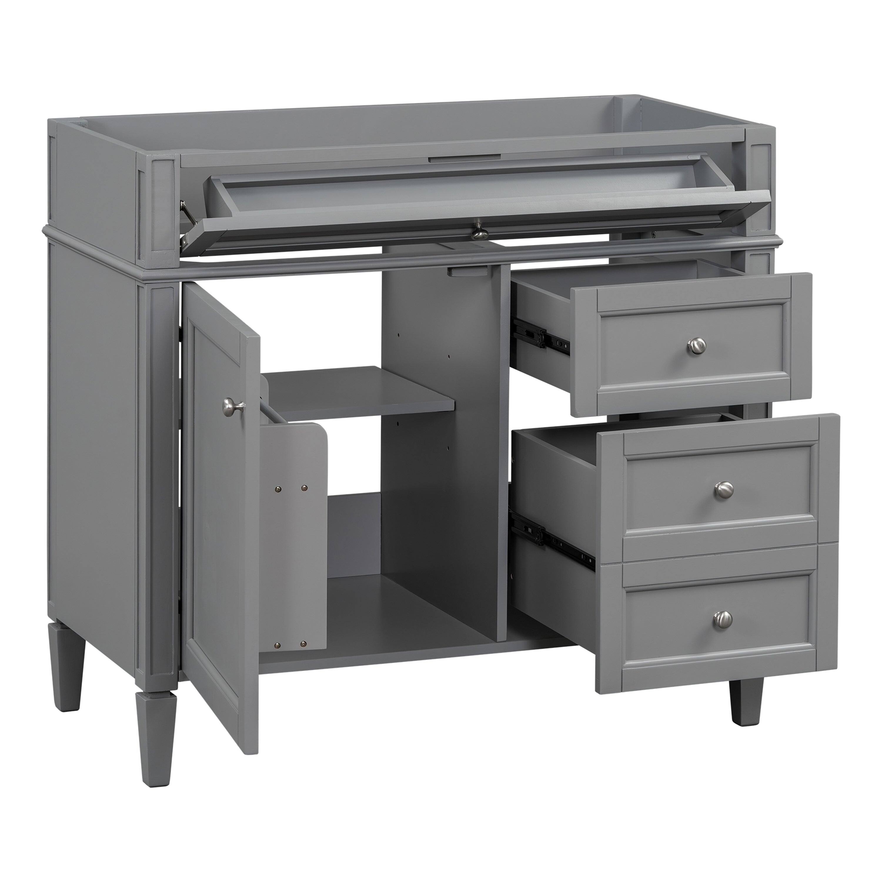 Alt View 7. Boyel Living - 36 Inch Modern Bathroom Vanity Cabinet Two Drawers Tip Out No Sink Grey - Gray.