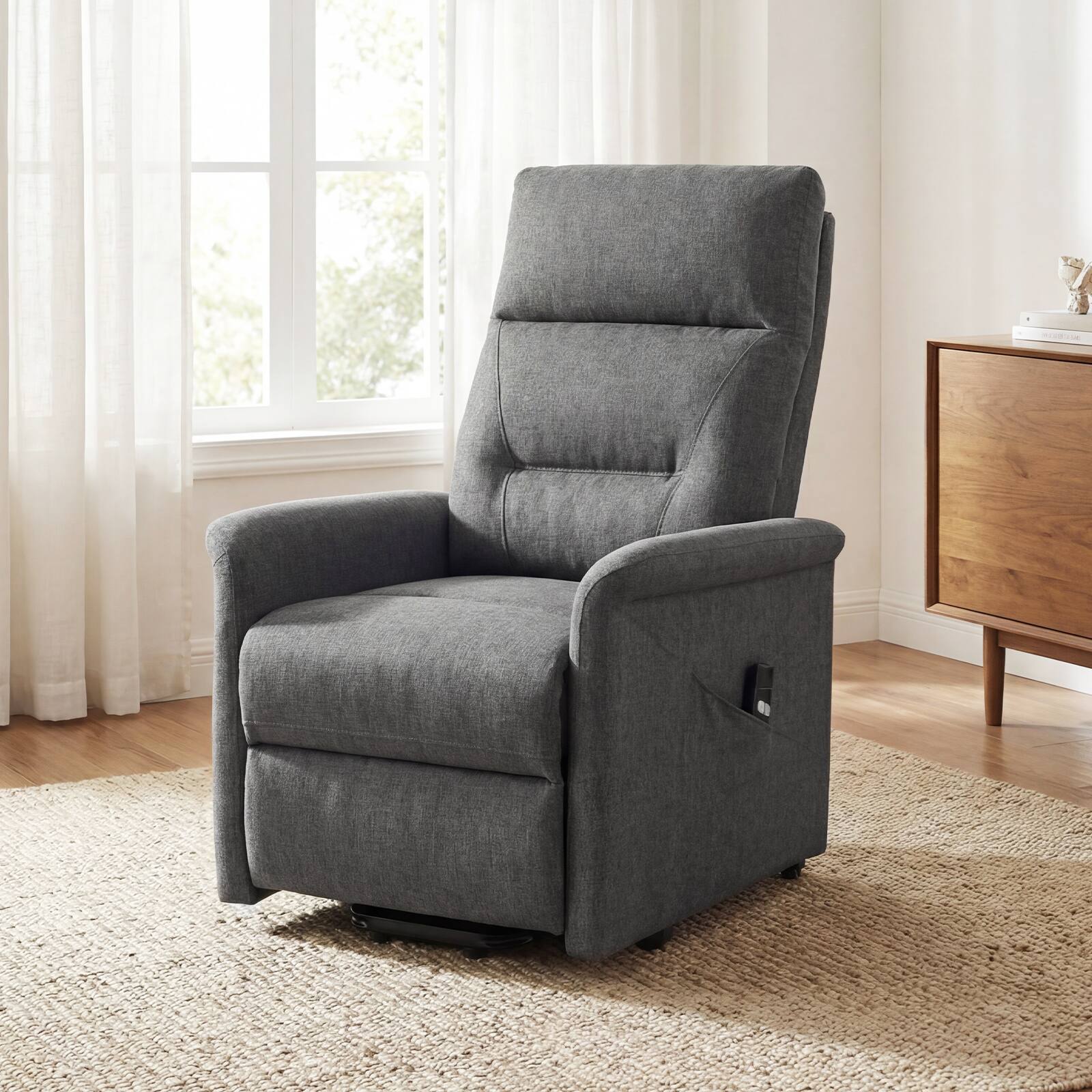 Alt View 3. Costway - Costway Power Lift Recliner Chair for Elderly, Electric Recliner Sofa with Remote Control - Gray.