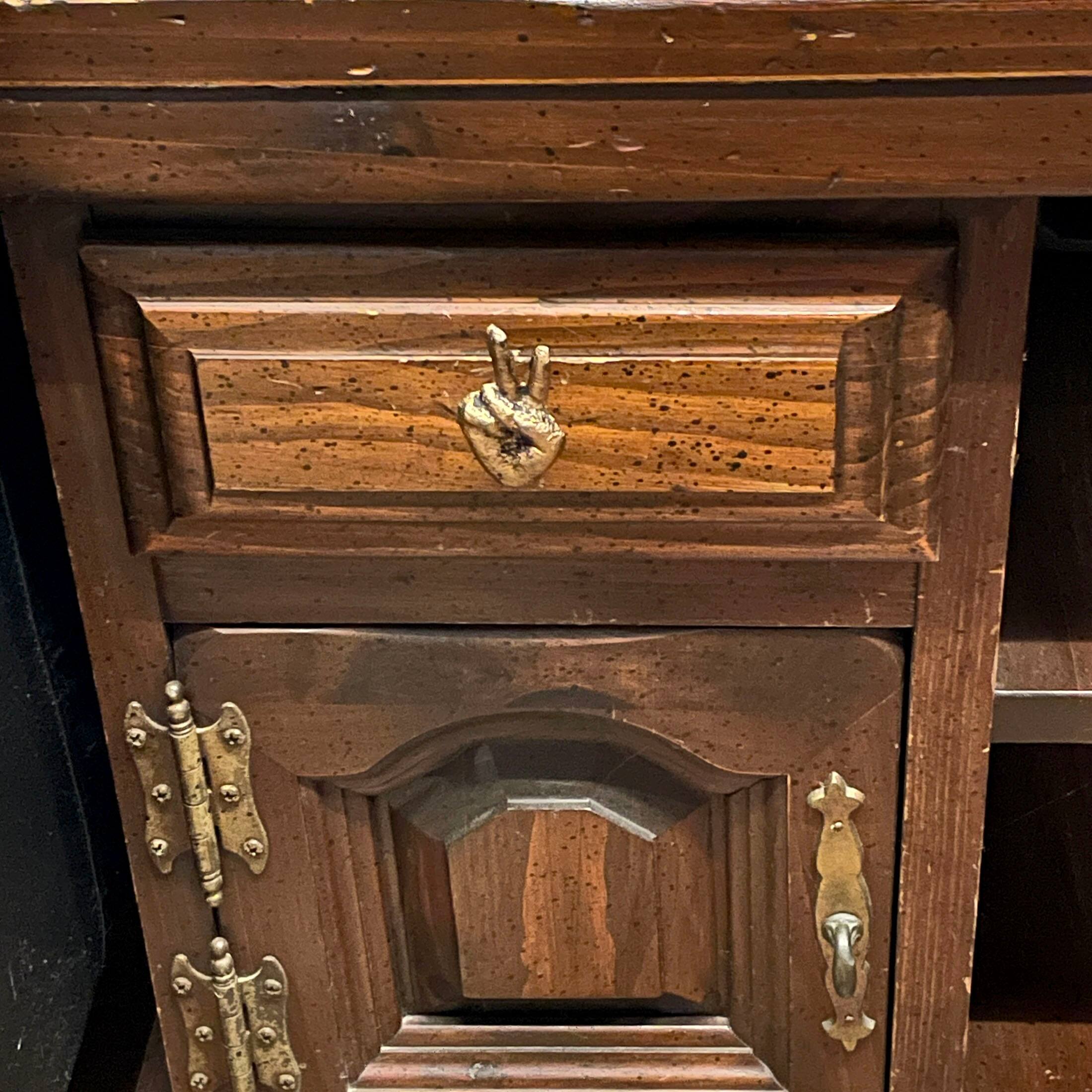 Alt View 5. Zeckos - Set of 6 Antique Gold Cast Iron Hand Cabinet Knobs SLA Drawer Pulls - Gold.