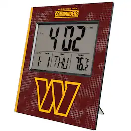Keyscaper - Washington Commanders Cross Hatch Digital Desk Clock - Multicolor