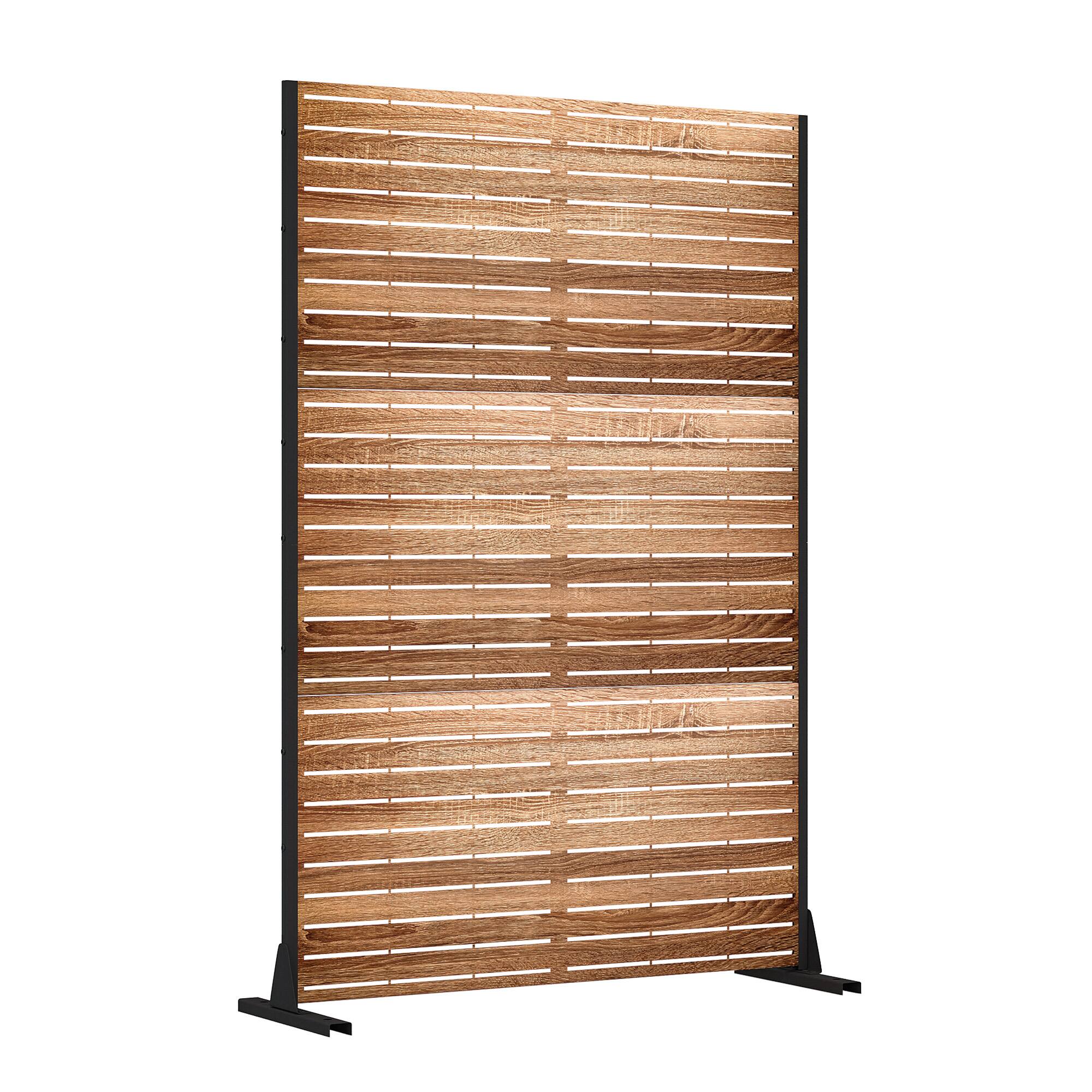 Angle. PexFix - 72 in. x 47 in. Veneer Pattern Metal Outdoor Privacy Screen & Panels, Freestanding Garden Divider Fence - Natural.