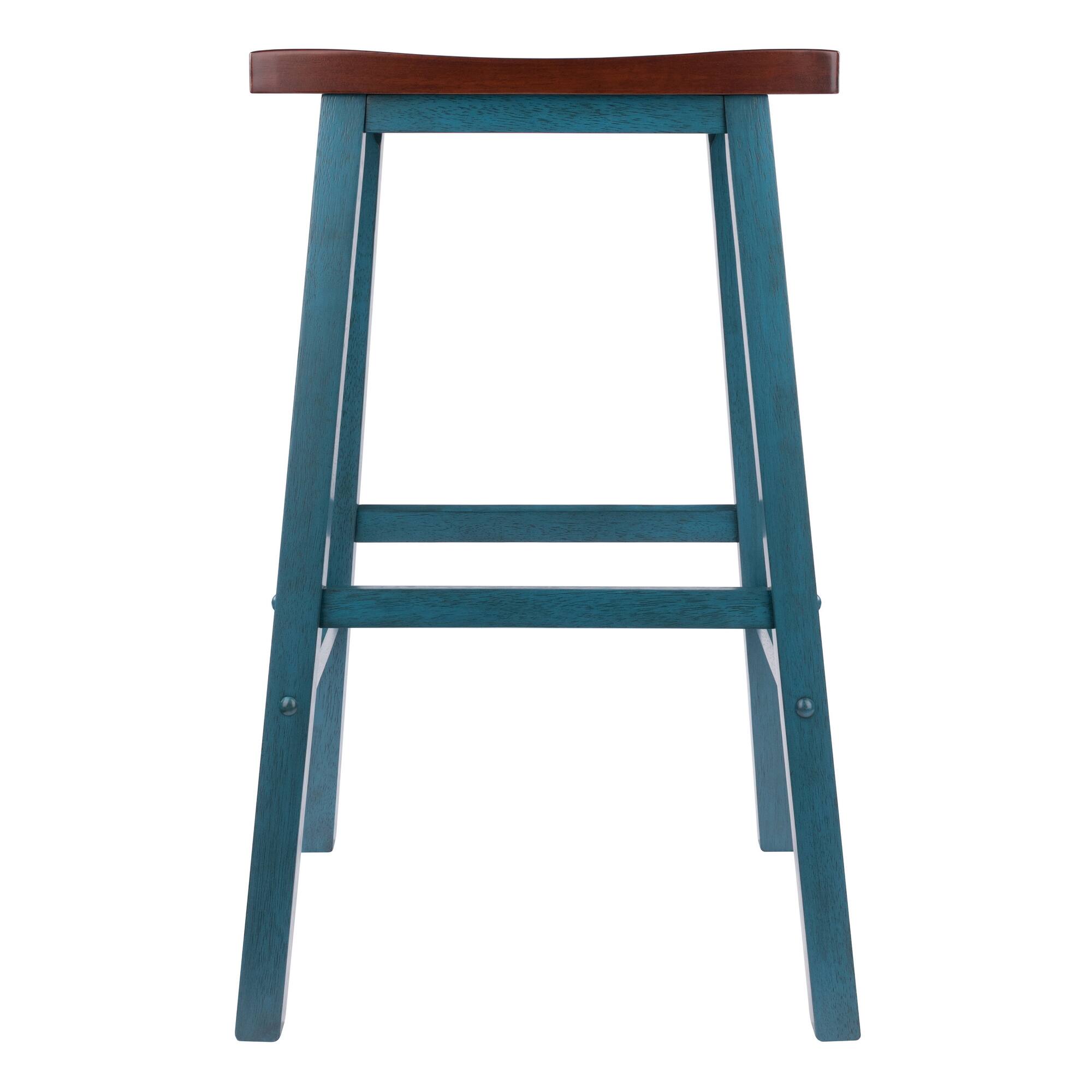 Alt View 1. Winsome Wood - Satori Saddle Seat Bar Stool - Walnut/Rustic Teal.