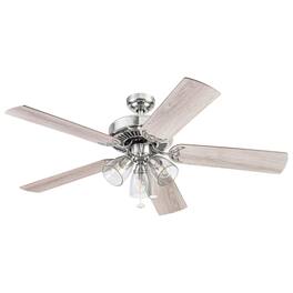 Prominence Home - Saybrook 52 Inch Farmhouse Ceiling Fan with Light - Satin Nickel