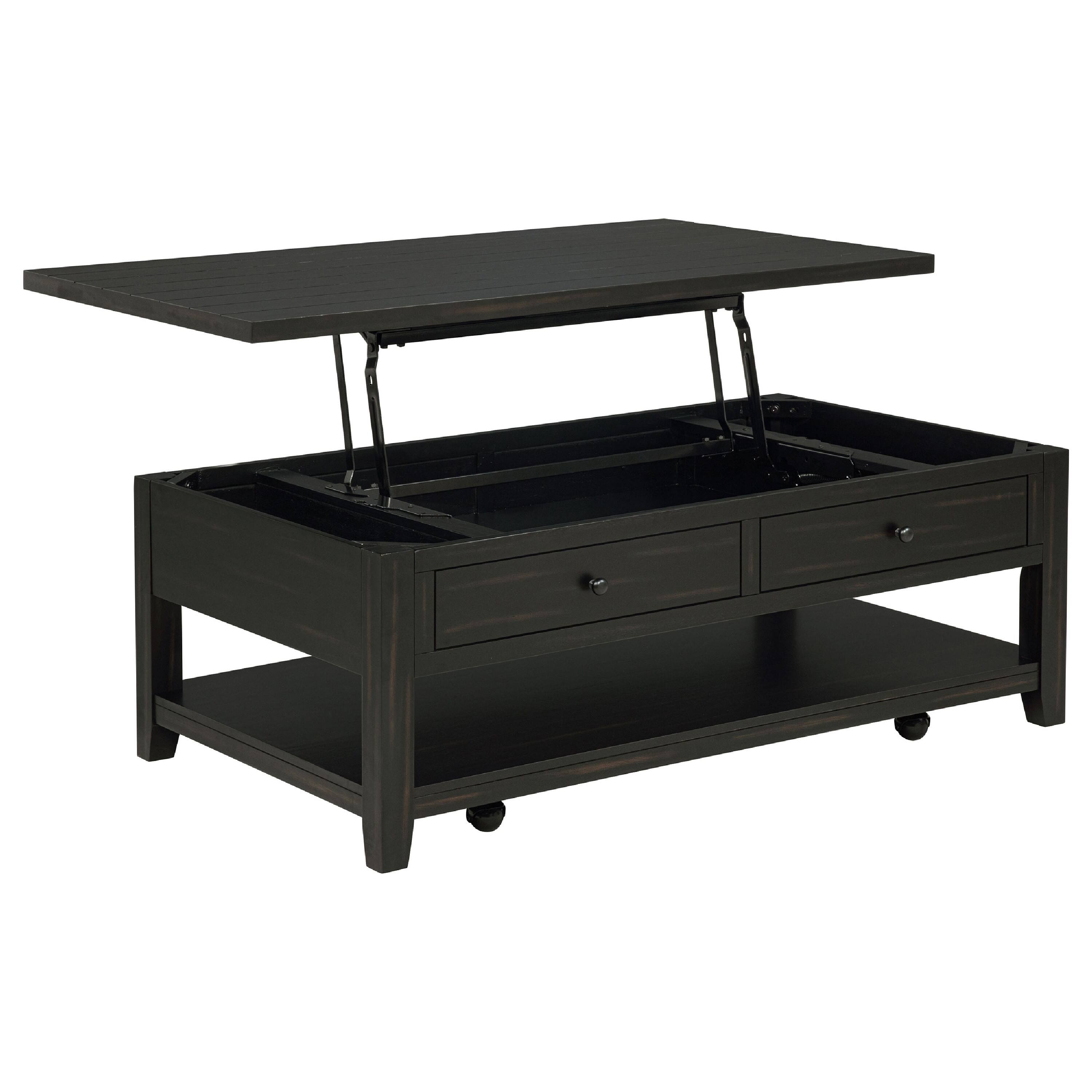 Alt View 1. Manhattan Lane - Besy Coffee Table, 36 Inch  Faux Marble,  Ring Base - Distressed Java Black.