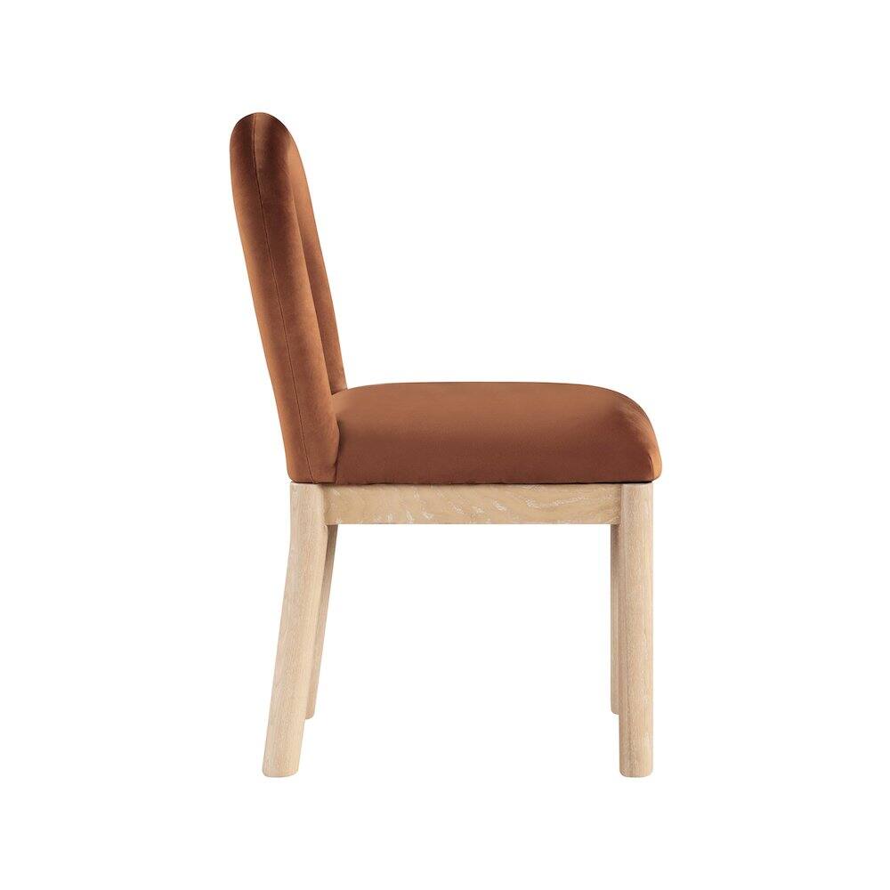 Alt View 3. Meridian Furniture - Conrad Cognac Velvet Dining Chair - Brown.