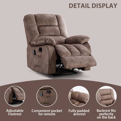 Bestier - Set of 2 Overstuffed Massage Recliner Chairs with Heat and Vibration, Soft Fabric Manual Reclining Chair for Living Room - Light Brown Bestier - Set of 2 Overstuffed Massage Recliner Chairs with Heat and Vibration, Soft Fabric Manual Reclining Chair for Living Room - Light Brown