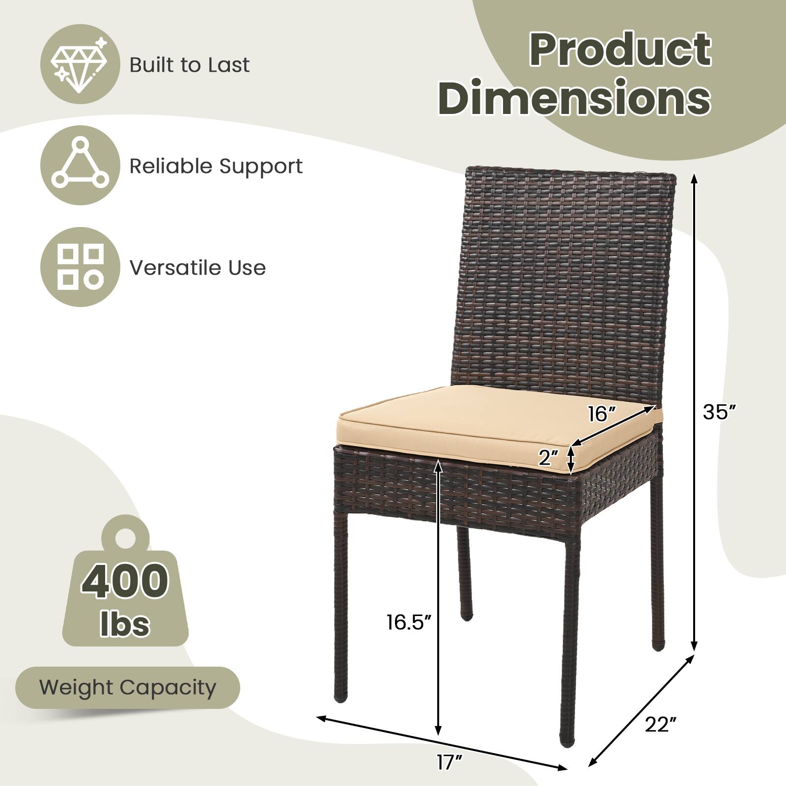 Built to Last  
Reliable Support  
Versatile Use  

Product Dimensions  
16" x 35" x 2"  

Weight Capacity  
400 lbs