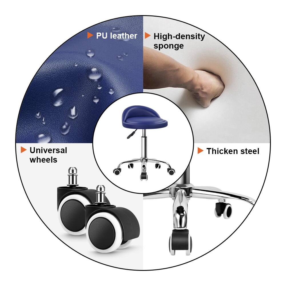 - PU leather
- High-density sponge
- Universal wheels
- Thicken steel