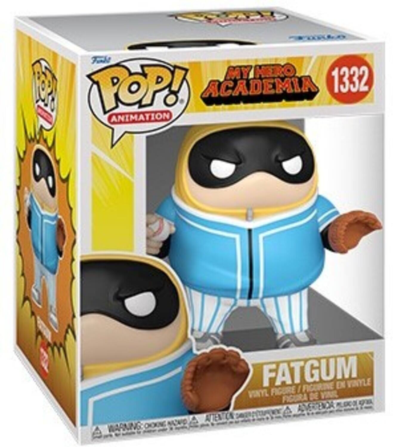 The text on the image is: "Funko POP! Animation My Hero Academia 1332 Fatgum Vinyl Figure / Figurine en Vinyle / Figura de Vinilo."