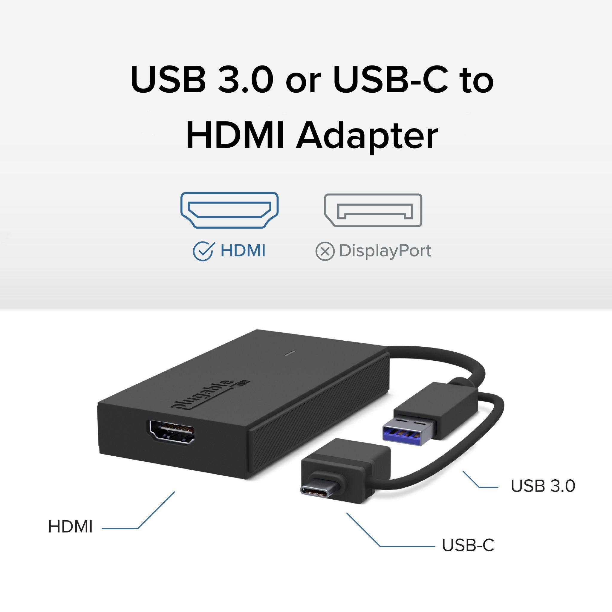 USB 3.0 or USB-C to HDMI Adapter HDMI x DisplayPort