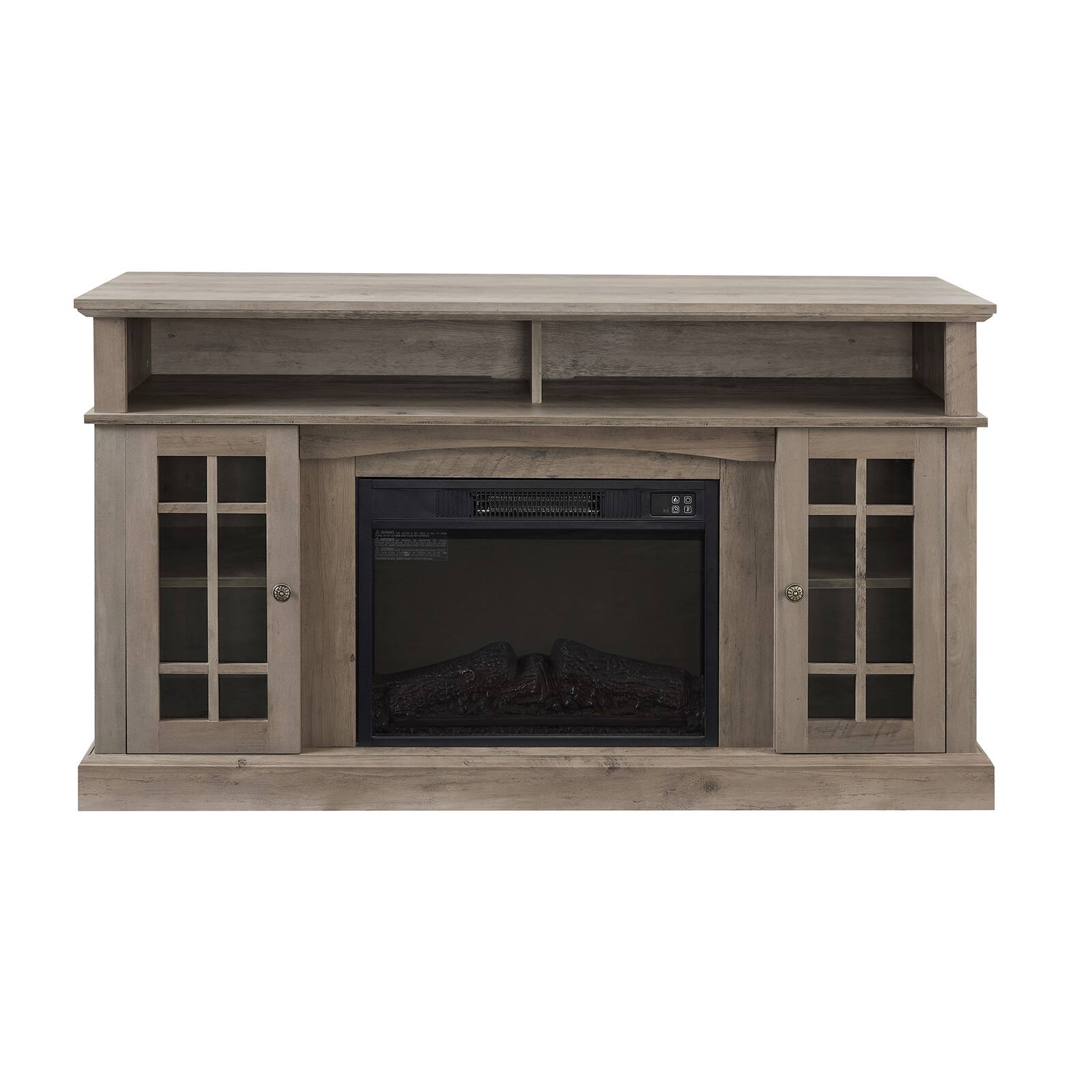 Alt View 7. Chateau Abodes - 58" Classic TV Stand Modern Entertainment Console with Open and Closed Storage Space for TV Up to 65" - Gray Wash with 23" Fireplace.