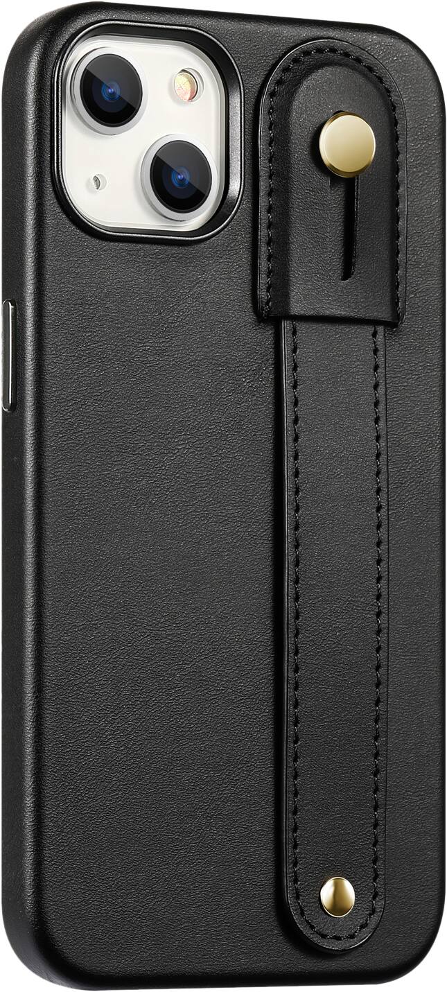 Alt View 11. SaharaCase - FingerGrip Series Genuine Leather Case with Magsafe for Apple iPhone 15 - Black.