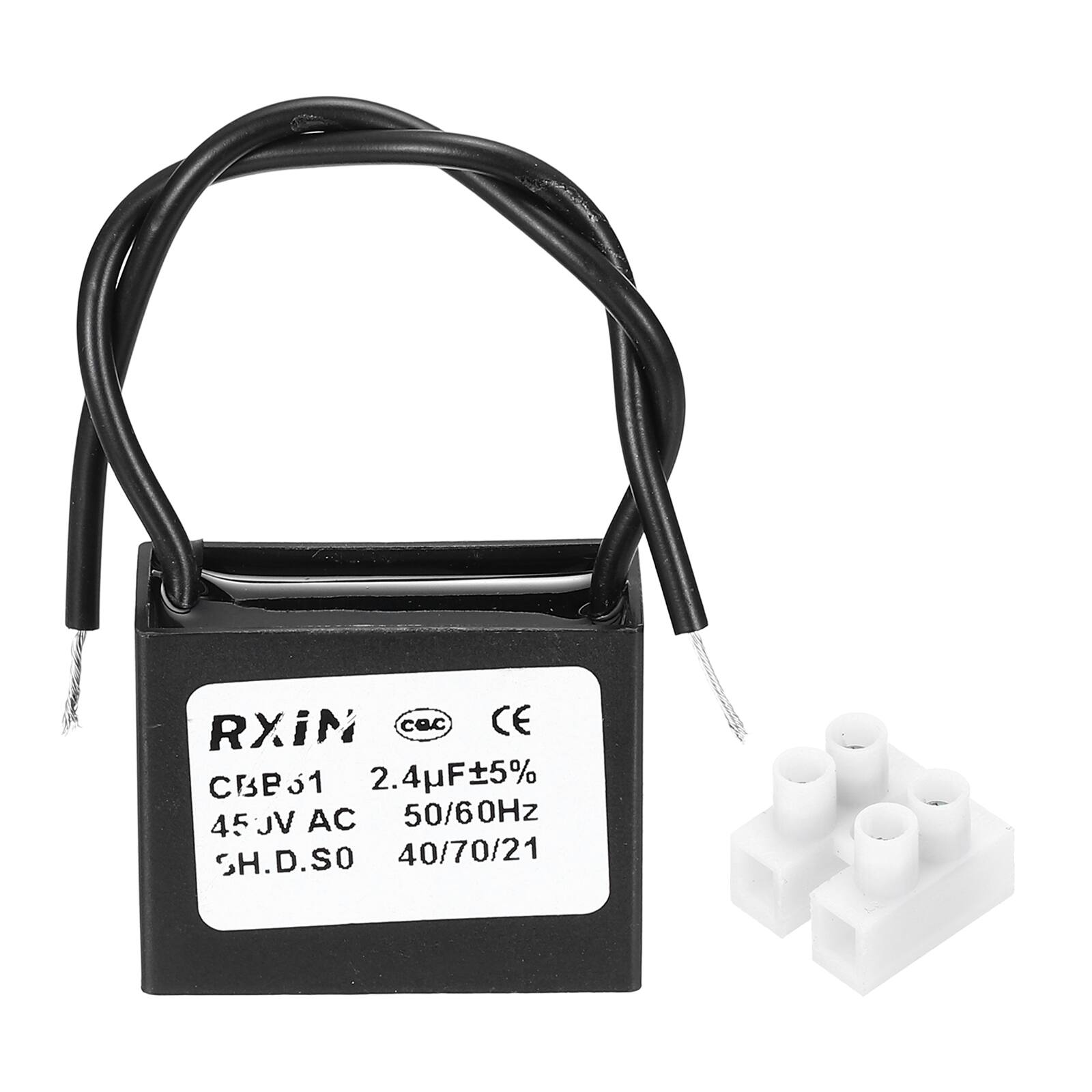 Unique Bargains - 2.4uF CBB61 Capacitor, AC 450V 2-Wire for Ceiling Fan, Motor Generator, Blower, Exhaust Fan - Black price history on PriceWatchPro