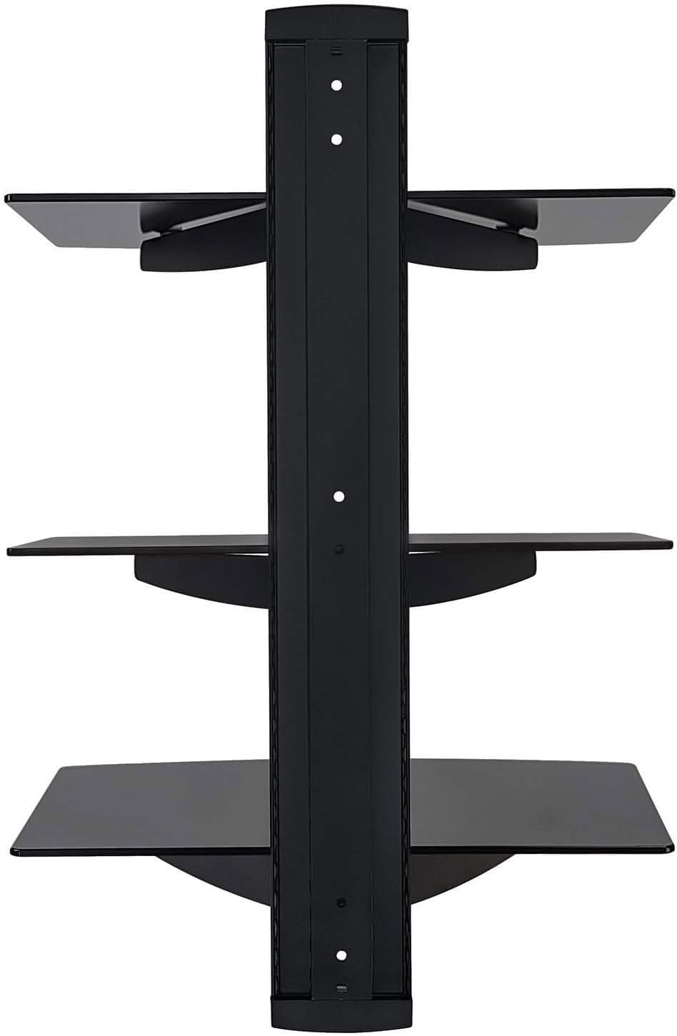 Back. Mount-It! - Floating Wall Mounted A/V Shelf Stand with Adjustable Tempered Glass Shelves for Media Components, Black - Black.