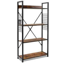 Kadyn - Bookshelf, Open Bookcase Book Shelf,Storage Shelf Unit Plant Stand,4 -Tier Industrial Open Storage Bookshelf-Coffee - Brown