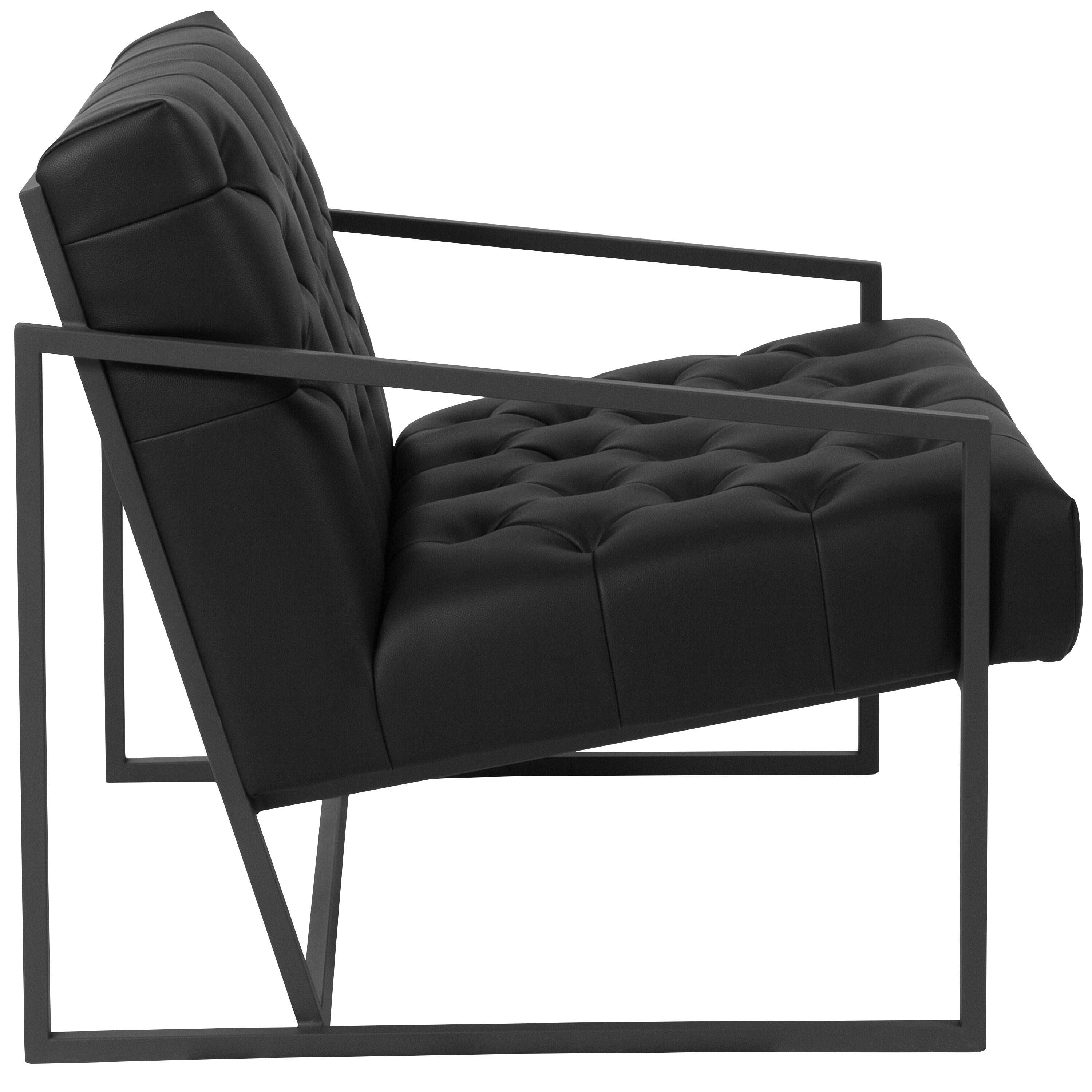 Alt View 4. Emma + Oliver - Home Office Tufted Lounge Accent Chair - Black.