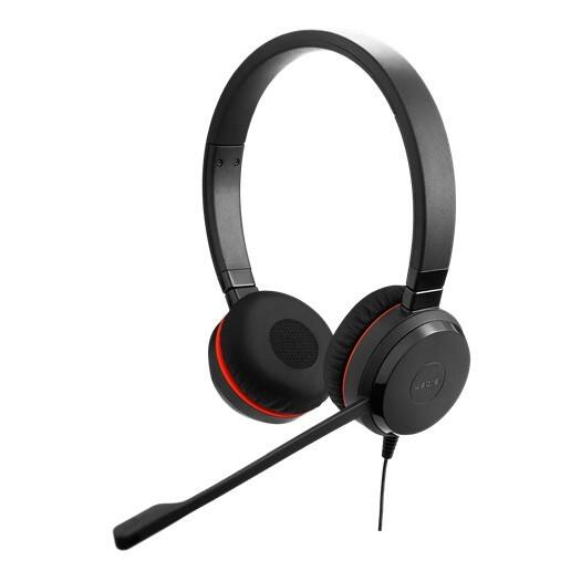 Angle. Jabra - Jabra Evolve 30 II Headset - Stereo - Mini-phone (3.5mm) - Wired - Over-the-head - Binaural - Circumaural - 3.94 ft - Red.