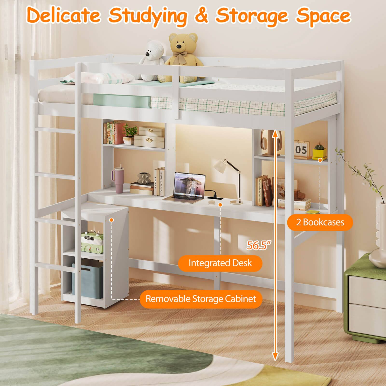 Delicate Studying & Storage Space: 05: I 2 Bookcases 56.5" Integrated Desk Removable Storage Cabinet