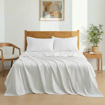 Front. Puredown - Puredown Luxury 100% Viscose from Bamboo Sheet Set, Breathable, Moisture Wicking for Hot Sleepers, King - White.