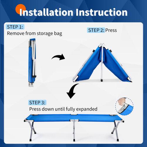 Installation Instruction

STEP 1: Remove from storage bag

STEP 2: Press

STEP 3: Press down until fully expanded