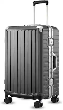 LUGGEX - 24 Inch Aluminum Frame Zipperless Polycarbonate Spinner Hard Shell Suitcase - ZX-Core - Black