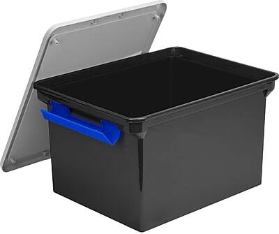 Alt View 1. Storex - Storex Letter/Legal Portable File Tote Storage Box With Locking Handle,  Letter/Legal Size, Black (STX61543U01C) - Black and gray.
