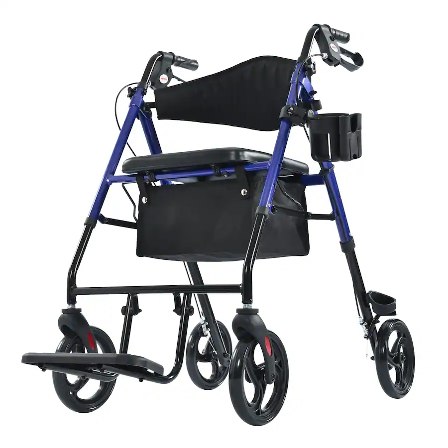 Metro Mobility M913P 2-in-1 Rollator Walker & Transport Wheelchair (Blue)
