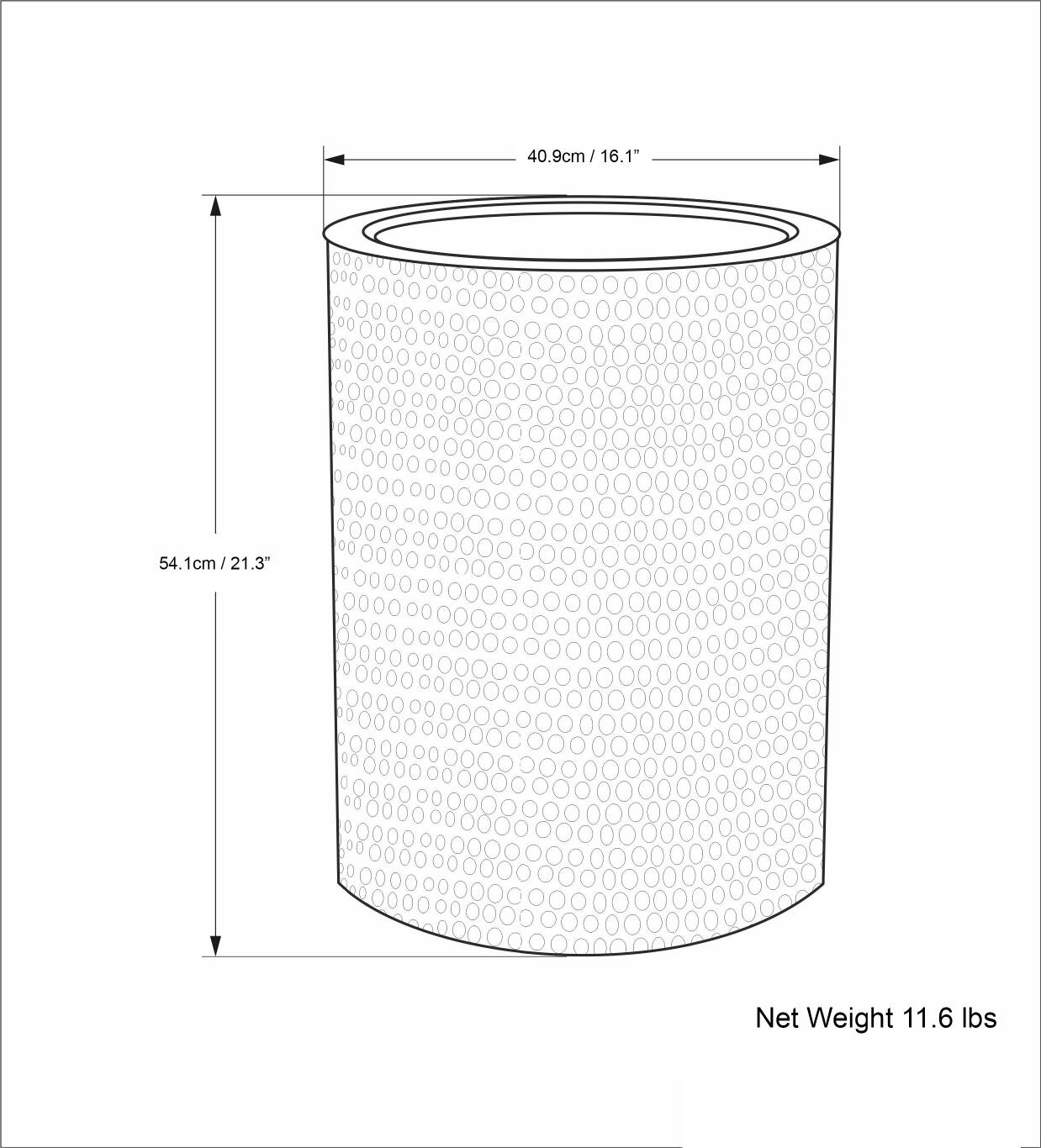 40.9cm / 16.1"  
54.1cm / 21.3"  
Net Weight 11.6 lbs