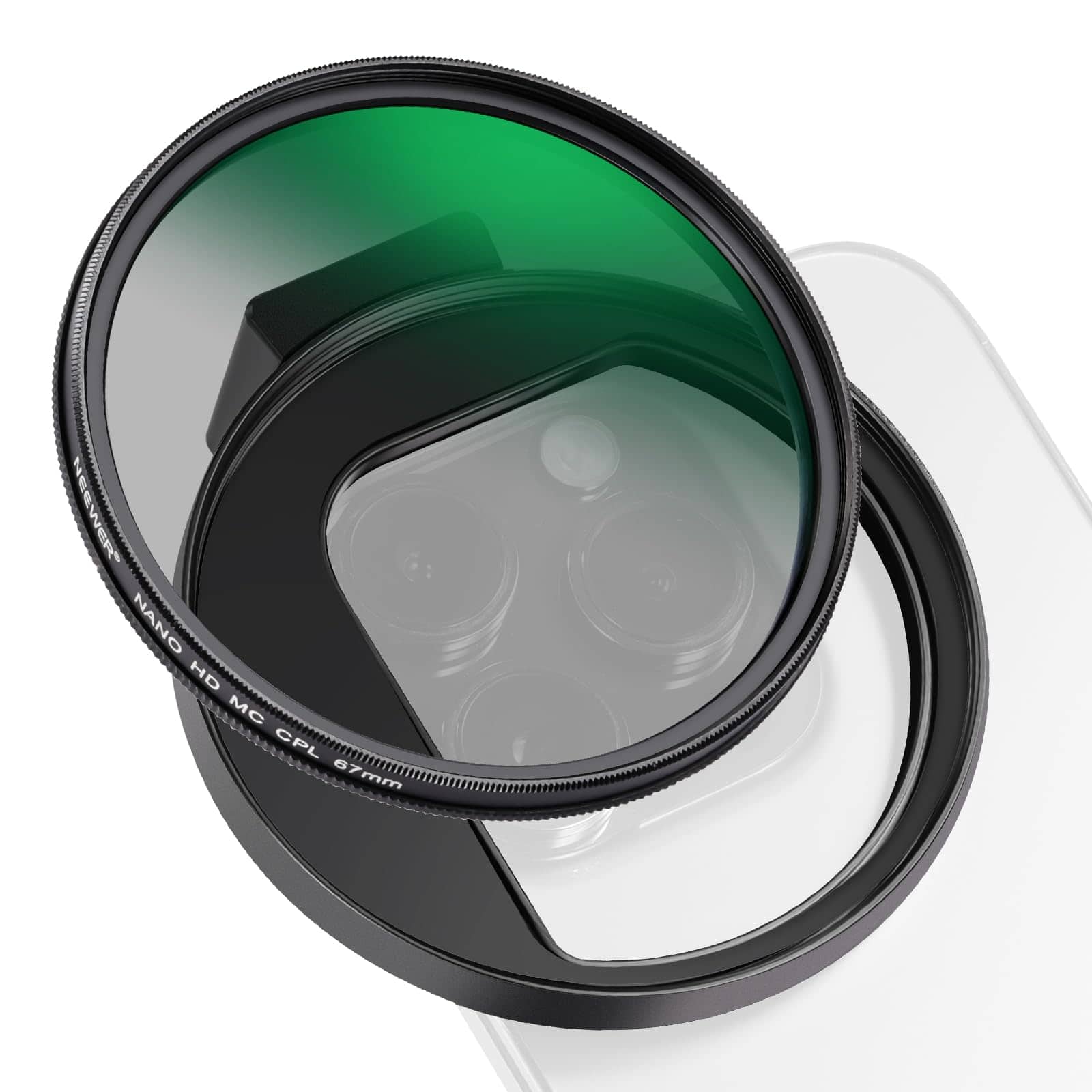 Neewer - 67mm CPL Polarizing Lens Filter for Smartphones - with Universal Mount & Cold Shoe for iPhone & Samsung Galaxy