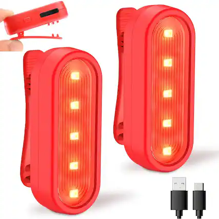 Front. Schertz - 2 Pack LED Bike Tail Lights, USB-C Rechargeable, 4 Light Modes - Red.