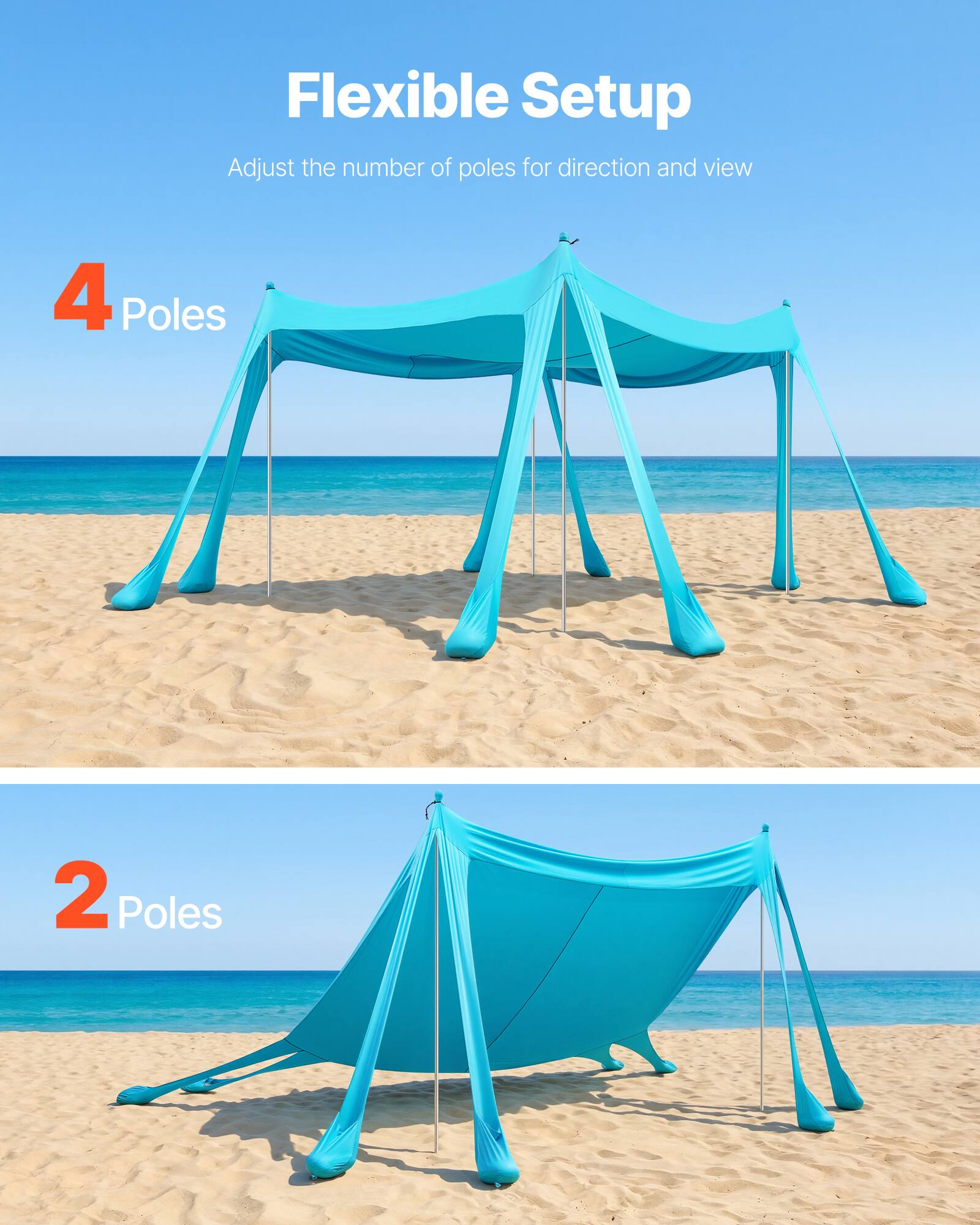 Flexible Setup  
Adjust the number of poles for direction and view  

4 Poles  
2 Poles