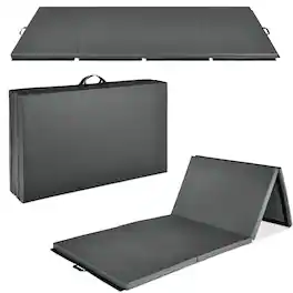Best Choice Products - 10ftx4ftx2in Folding Gym Mat 4-Panel Gymnastics Workout Floor Mats w/ Handles - Charcoal