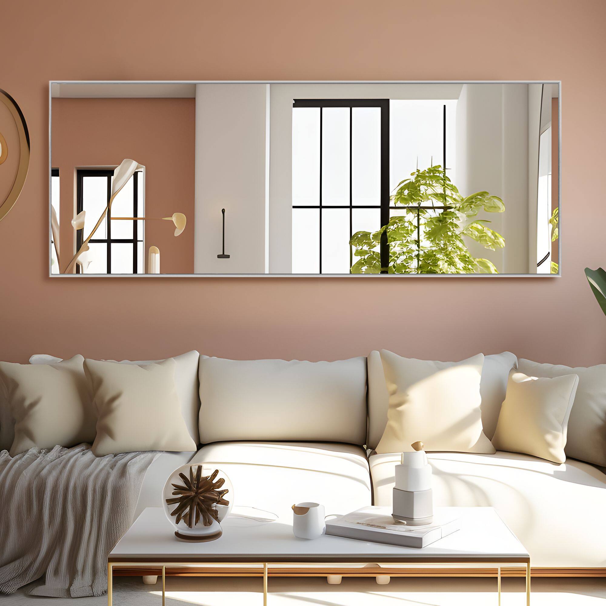 Alt View 2. PexFix - Modern Metal Frame Bathroom Mirror, 22x47 in. Rectangle, Wall-Mounted for Vanity & Powder Room - Silver.