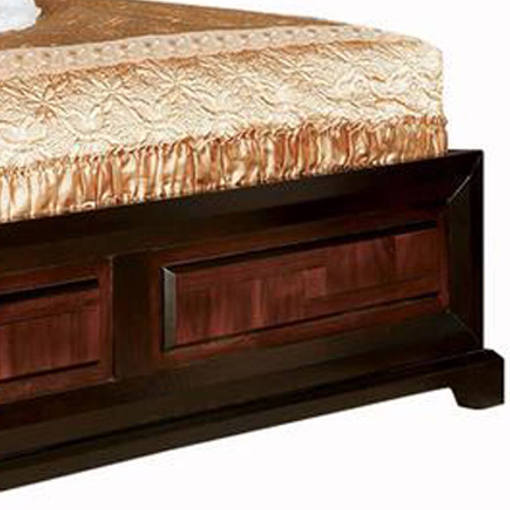Alt View 1. Manhattan Lane - Transitional Style Queen Size Wooden Parquet Design Bed, Brown - Brown.